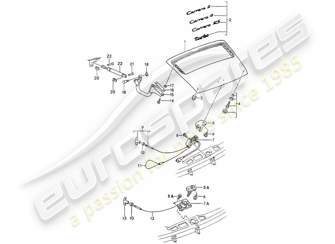 porsche 1990 (964) cover part diagram