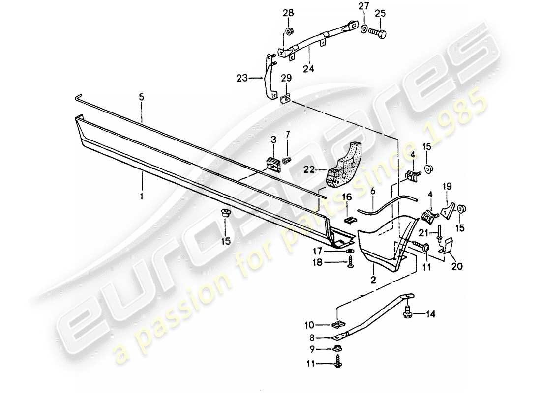 porsche 1992 (964) side member trim parts diagram