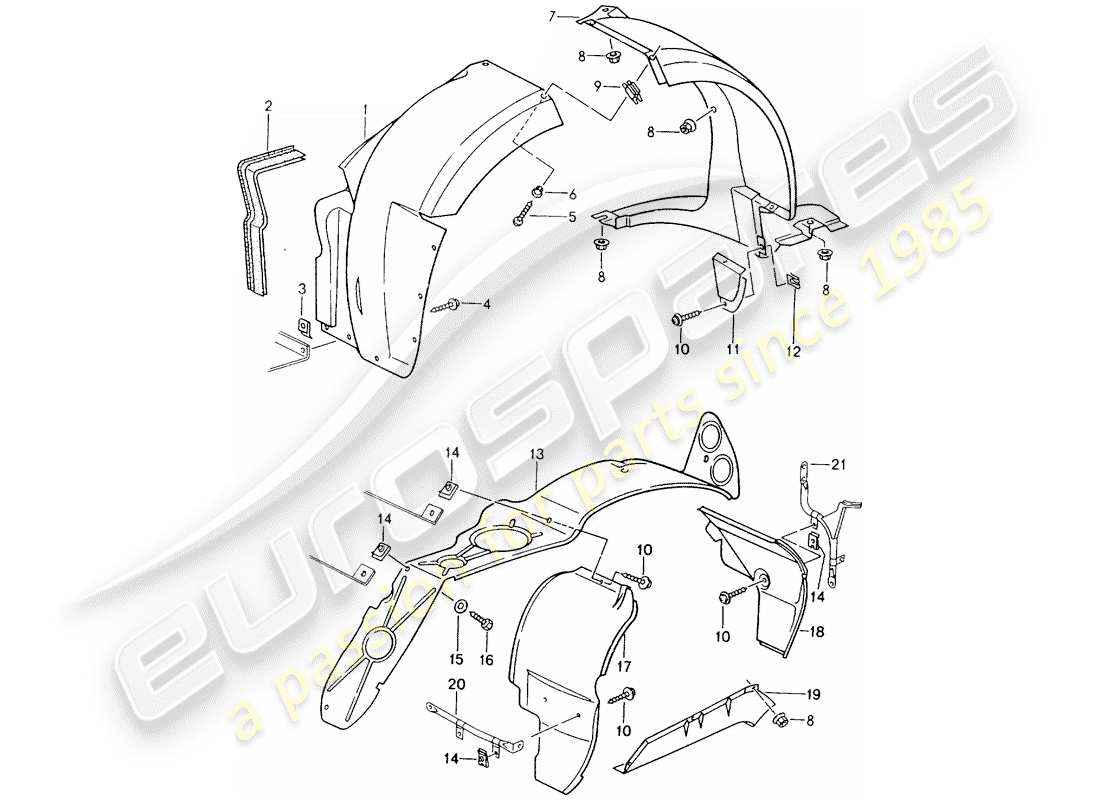 porsche 1992 (964) cover - wheel housing part diagram