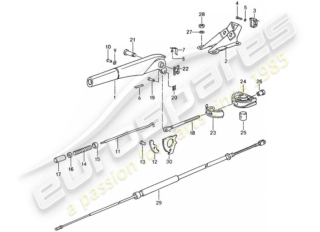 porsche 1997 (993) handbrake - actuator part diagram