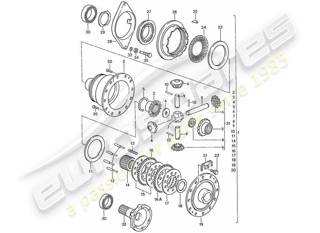 porsche 1988 (928) automatic transmission - porsche - limited slip differential - d - mj 1990>> part diagram
