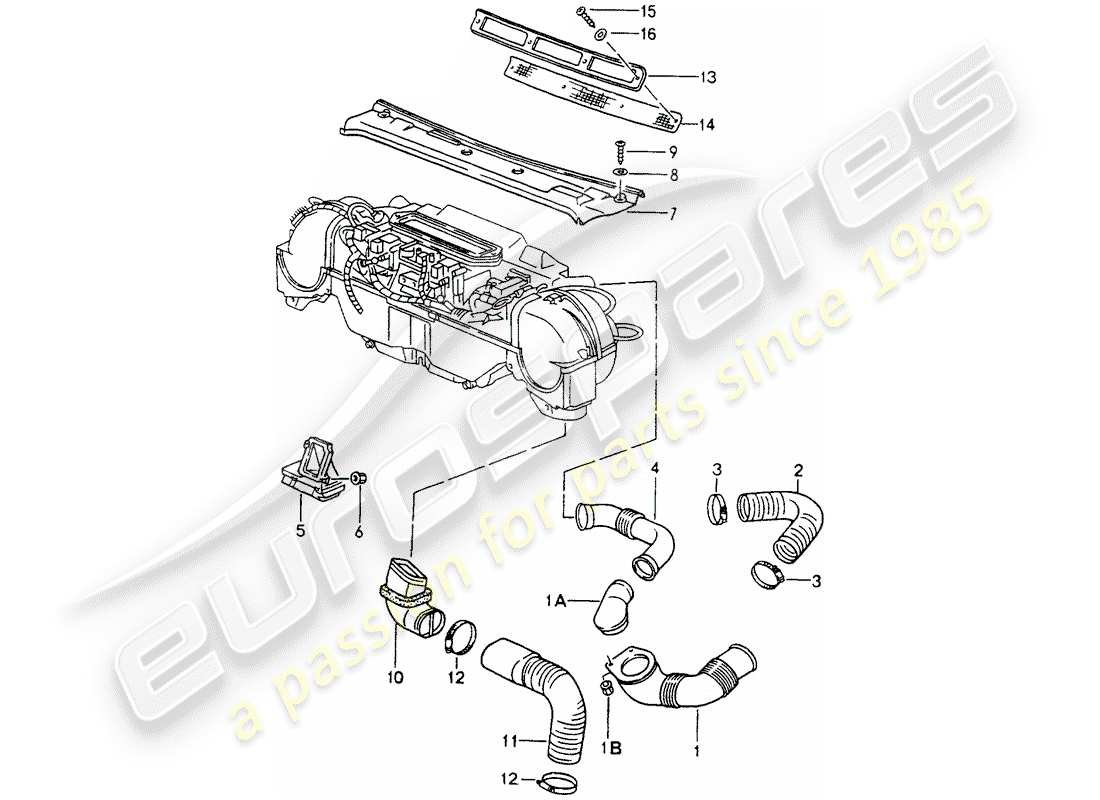 porsche 1994 (964) ventilation - heating system 1 part diagram
