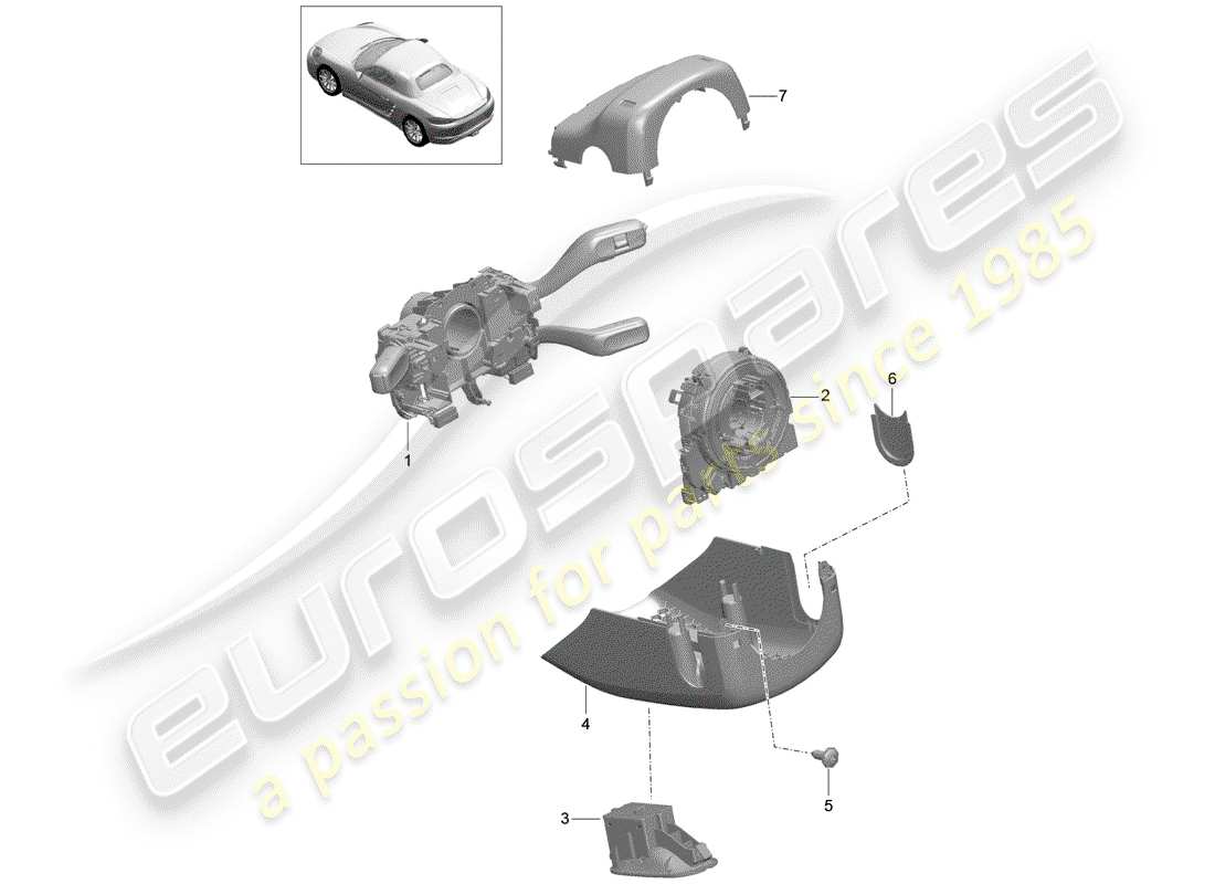 porsche 2019 (718 boxster) steering column switch part diagram