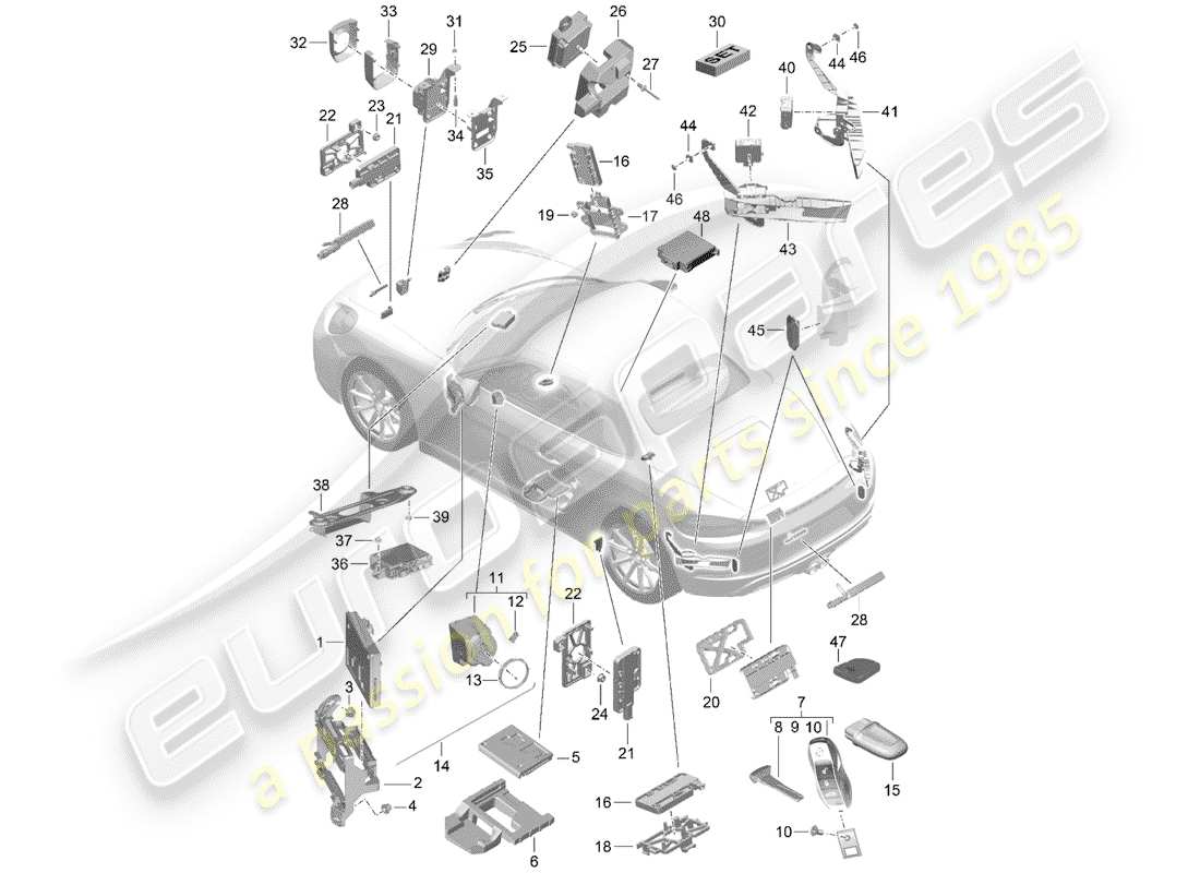 porsche 2018 (718 boxster) control units part diagram