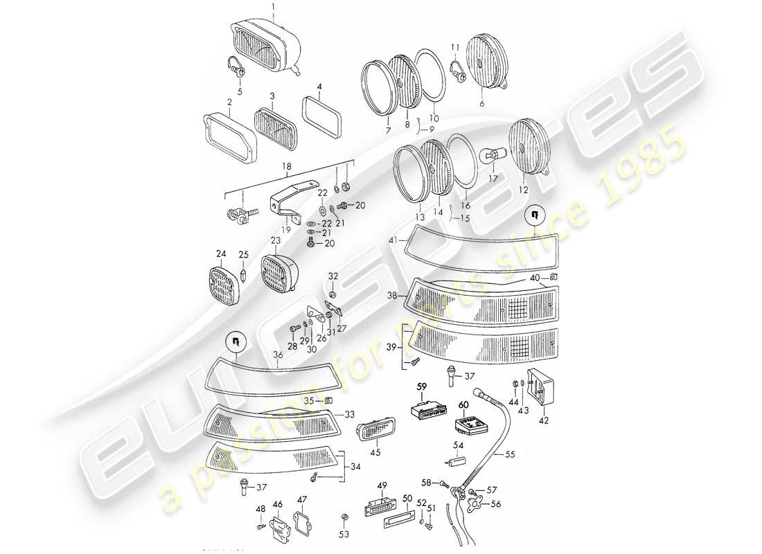 porsche 1972 (911) lighting part diagram