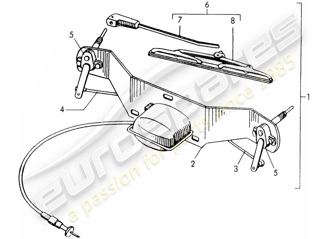 porsche 1959 (356/356a) windscreen wiper system parts diagram