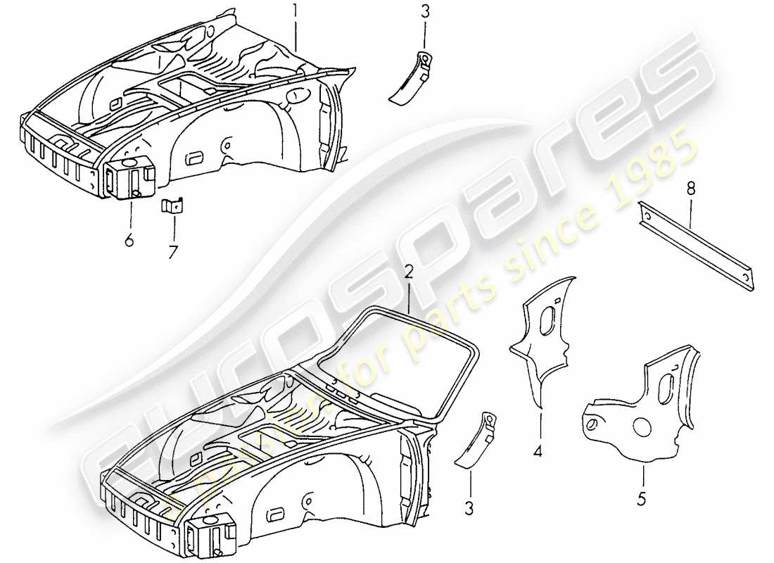 porsche 1972 (911) front end part diagram