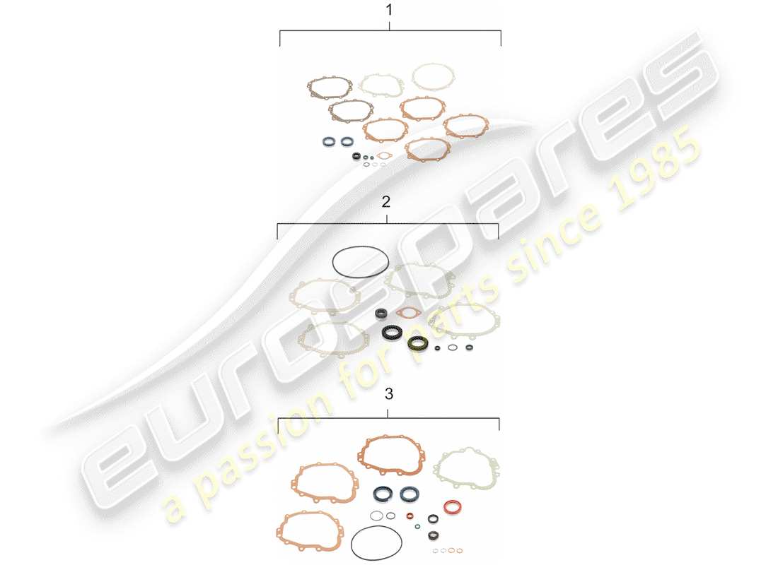 porsche 1965 (911/912) replacement transmission - repair kits - gasket set part diagram