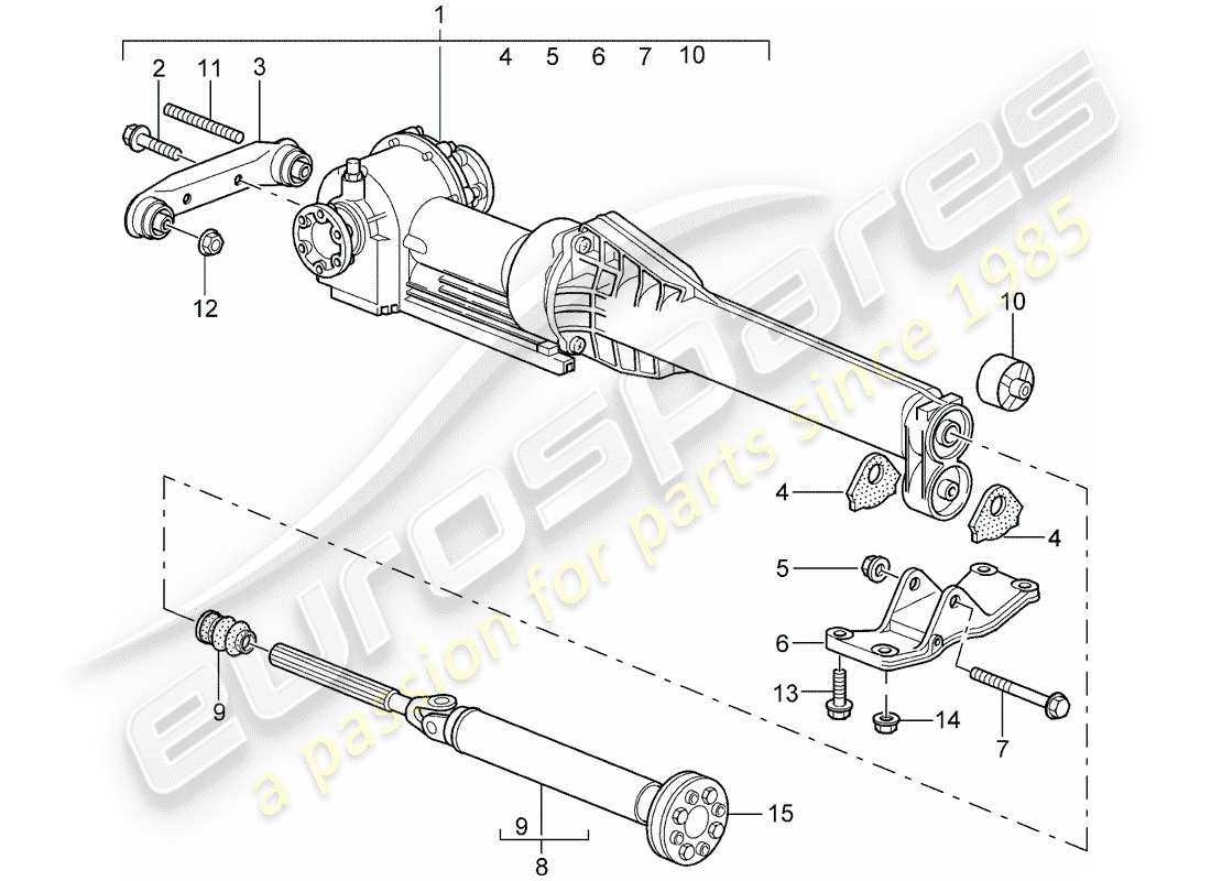 porsche 2002 (996) front axle differential - propeller shaft - d - mj 1999>> part diagram