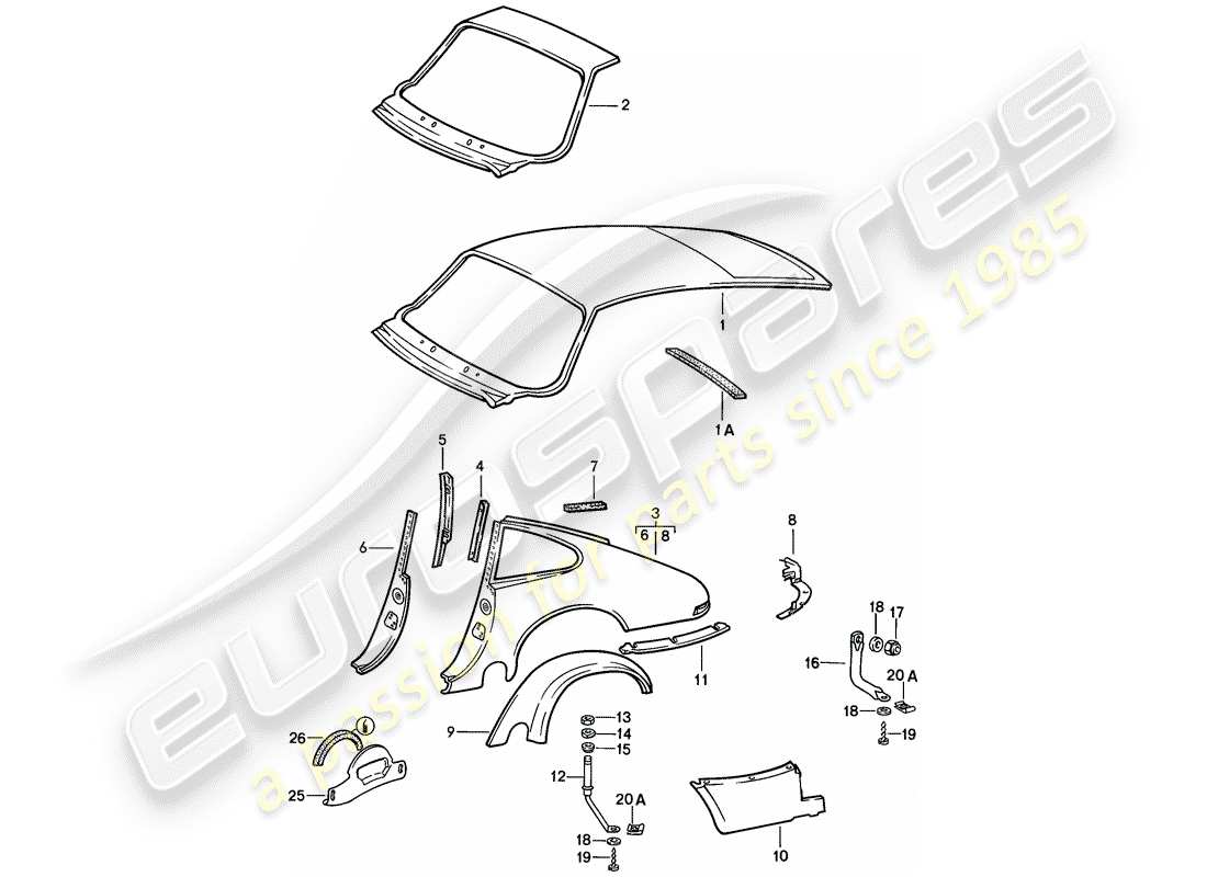 porsche 1987 (911) exterior panelling - to fit use workshop material part diagram