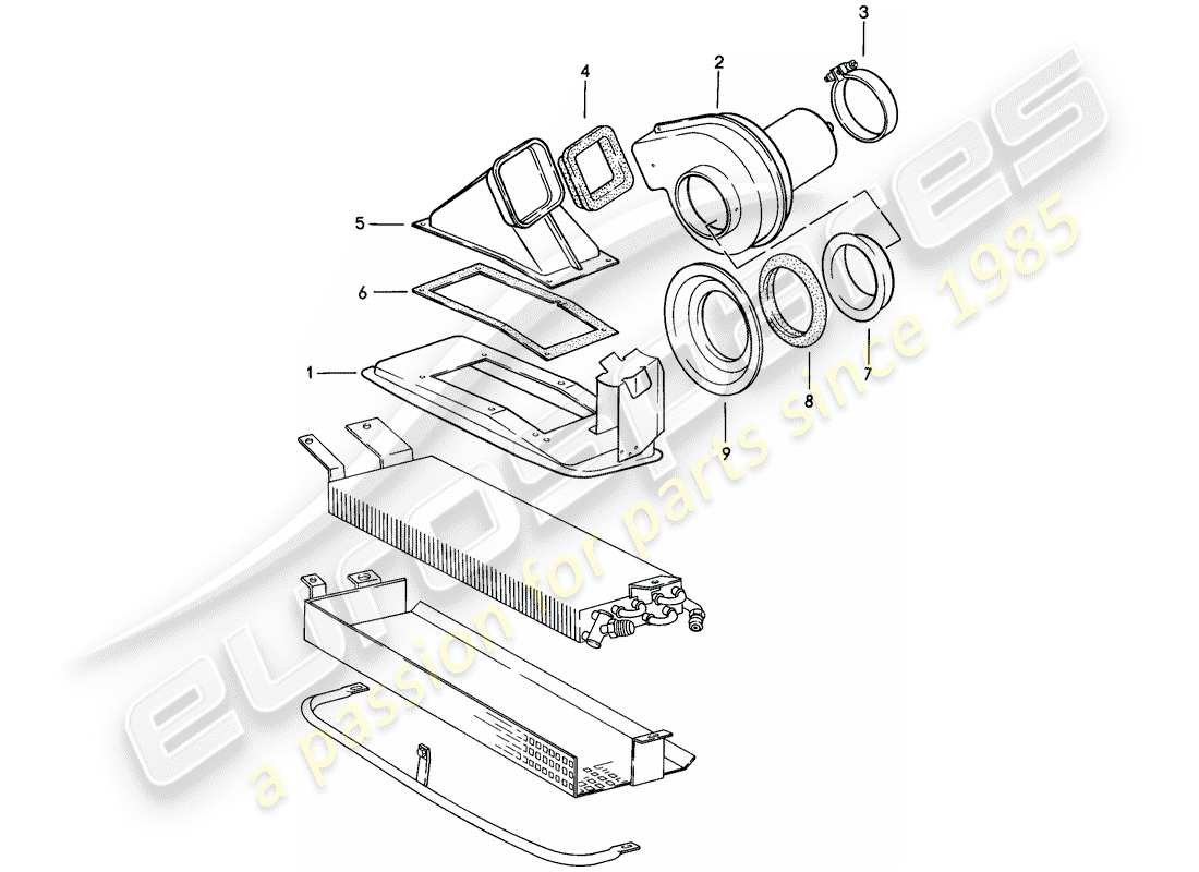 porsche 1987 (911) fan part diagram