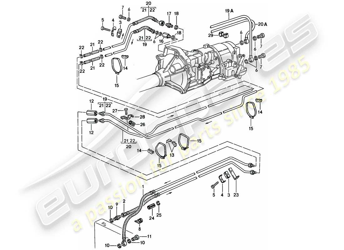 porsche 1982 (944) gear oil cooler - automatic transmission parts diagram