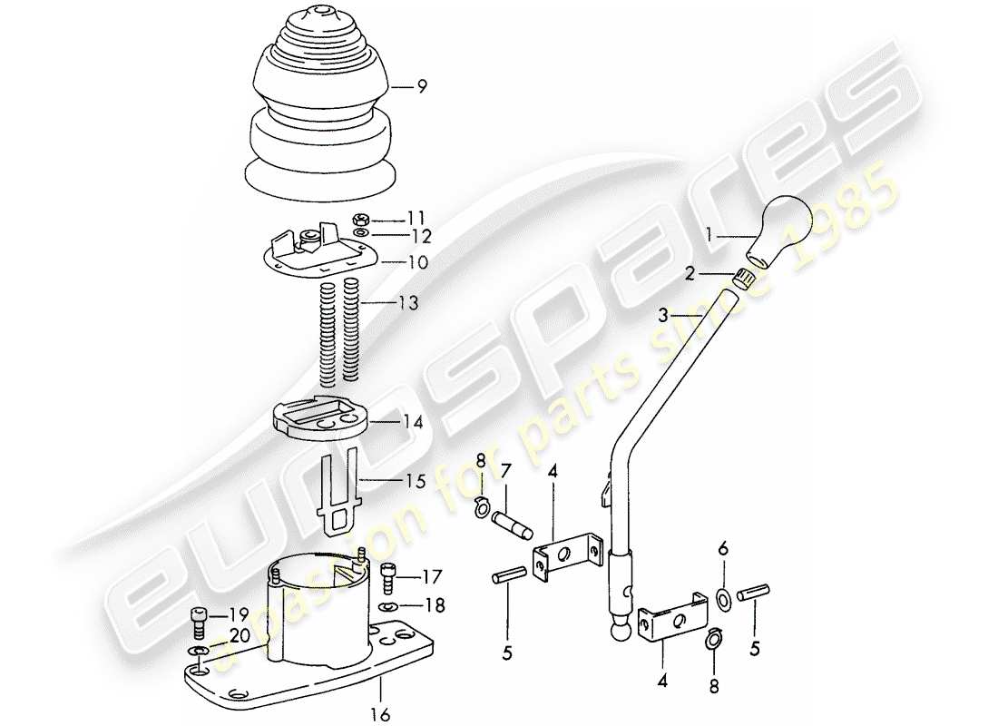 porsche 1972 (911) shift lever - transmission control - 4th/5th gear - model year - -73- part diagram