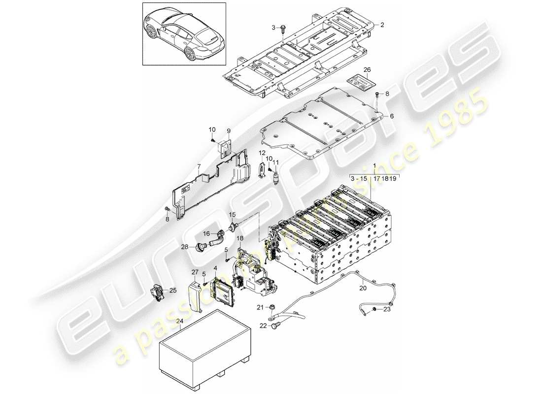 porsche 2014 (panamera 970) battery part diagram