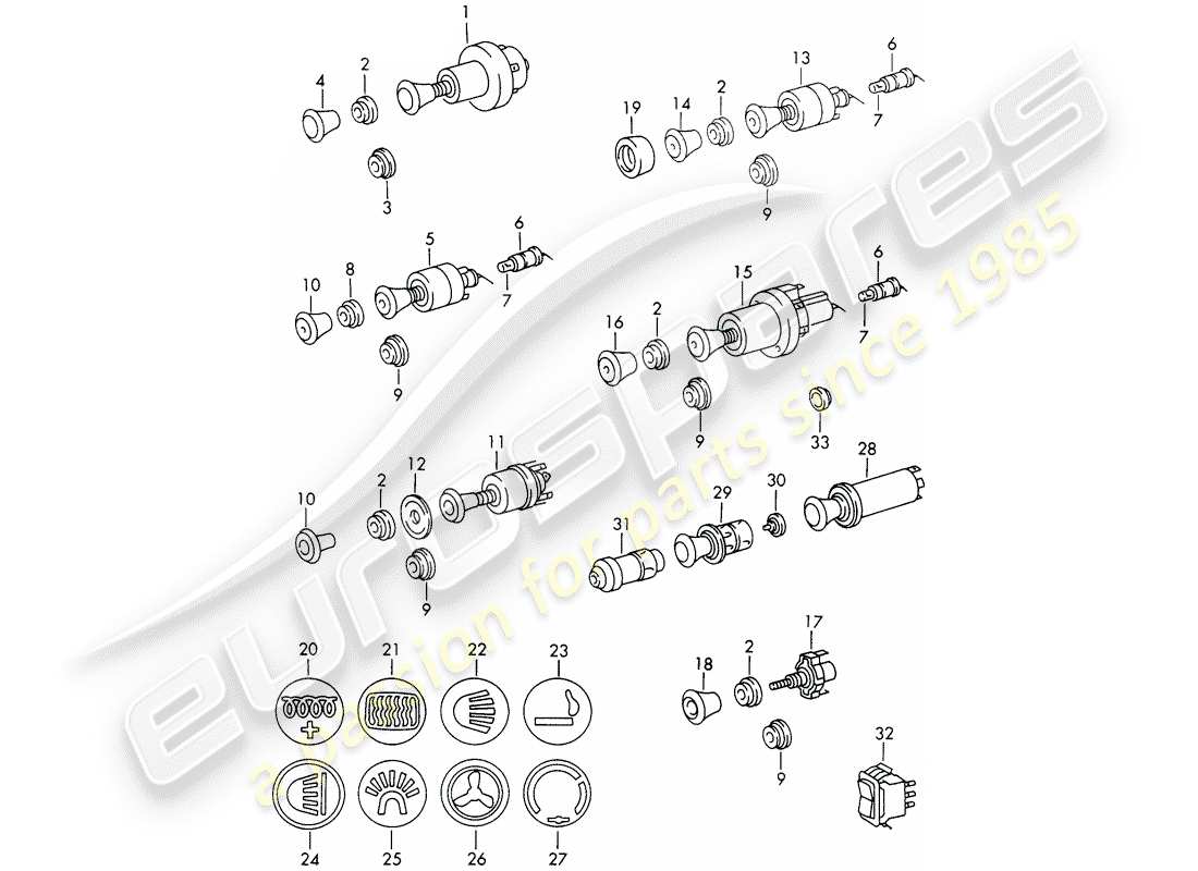 porsche 1967 (911/912) switch - dashboard trim part diagram
