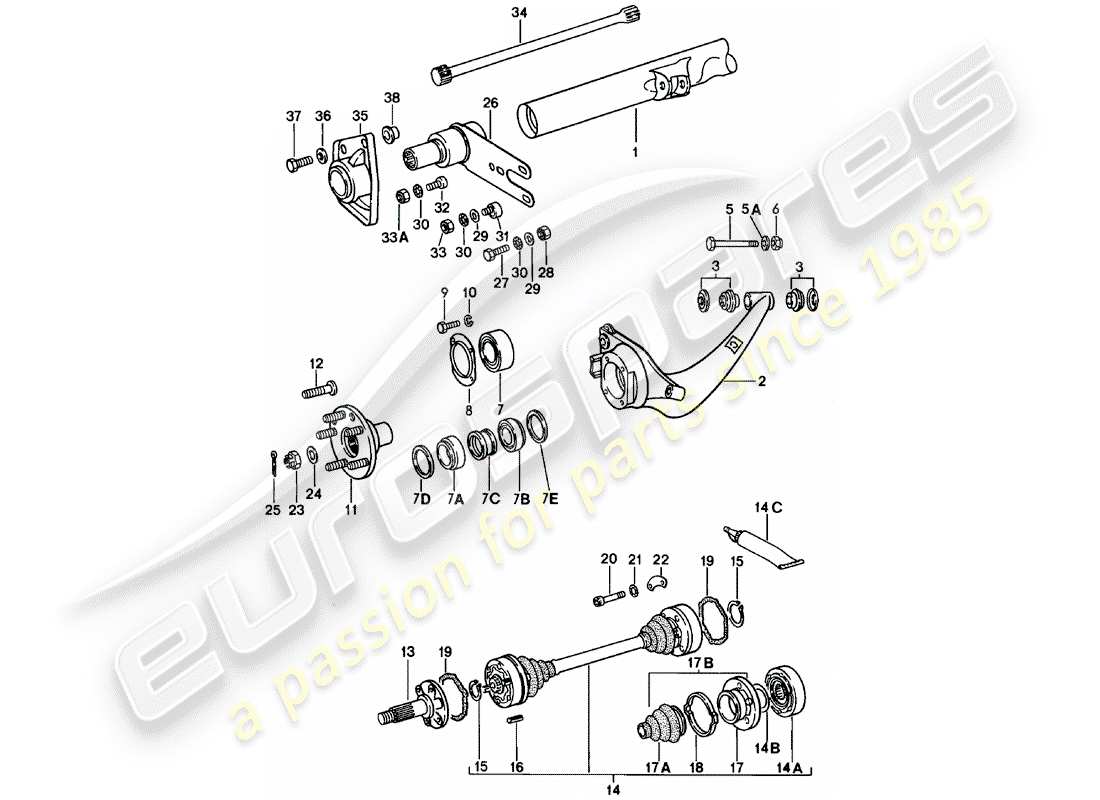 porsche 1981 (911) rear axle part diagram