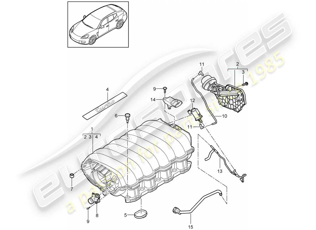 porsche 2014 (panamera 970) intake air distributor part diagram