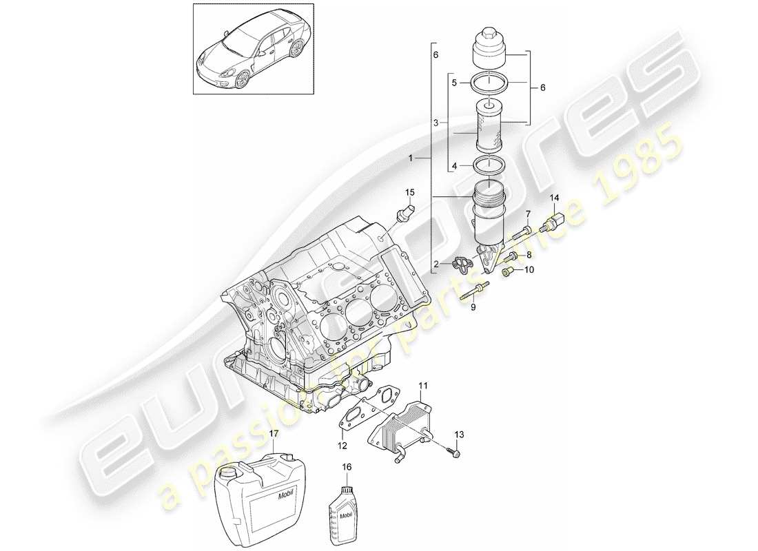 porsche 2014 (panamera 970) oil filter part diagram