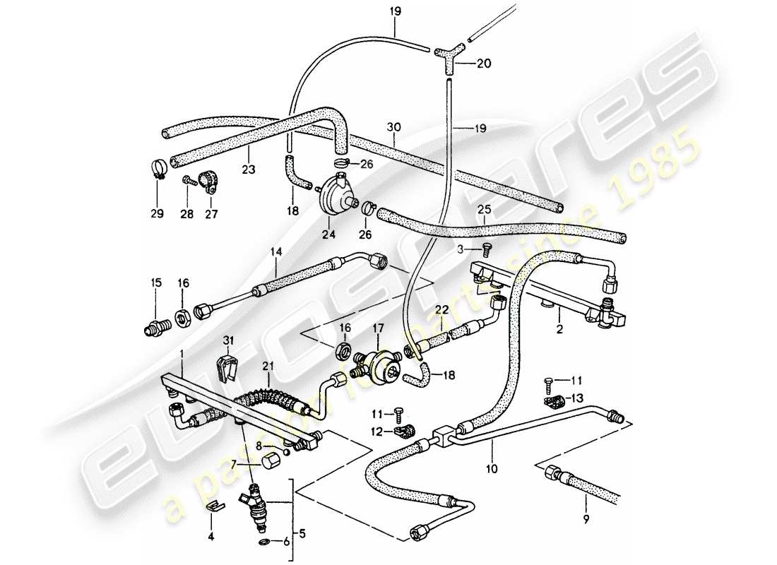 porsche 1992 (964) l-jetronic - lines parts diagram