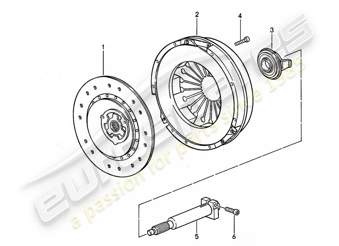 porsche 1993 (968) manual gearbox - clutch part diagram