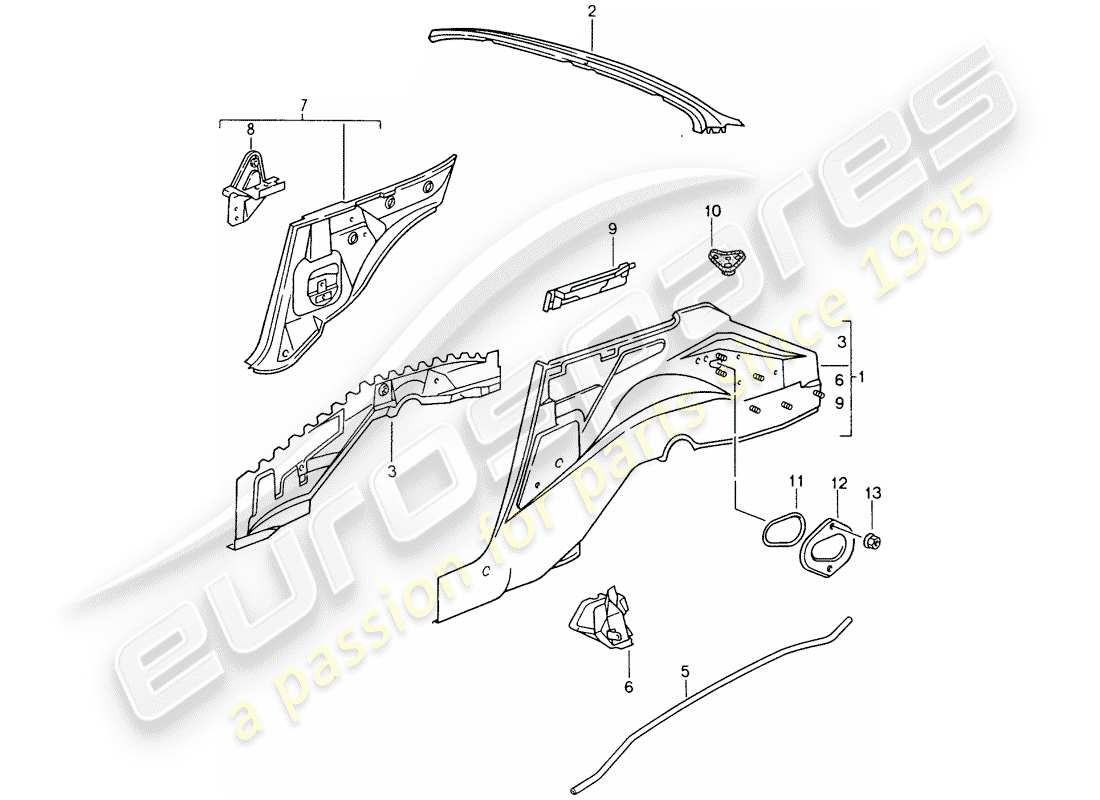 porsche 1994 (993) wheel housing part diagram
