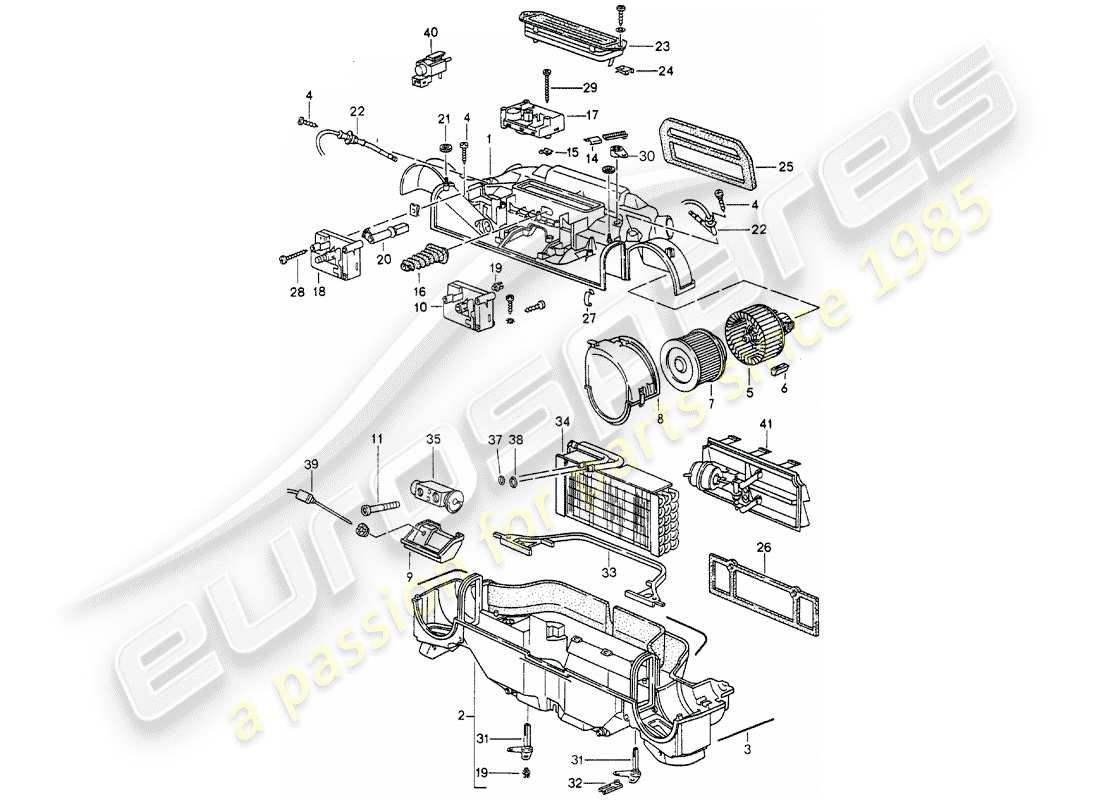 porsche 1994 (993) heater - air conditioner - single parts part diagram