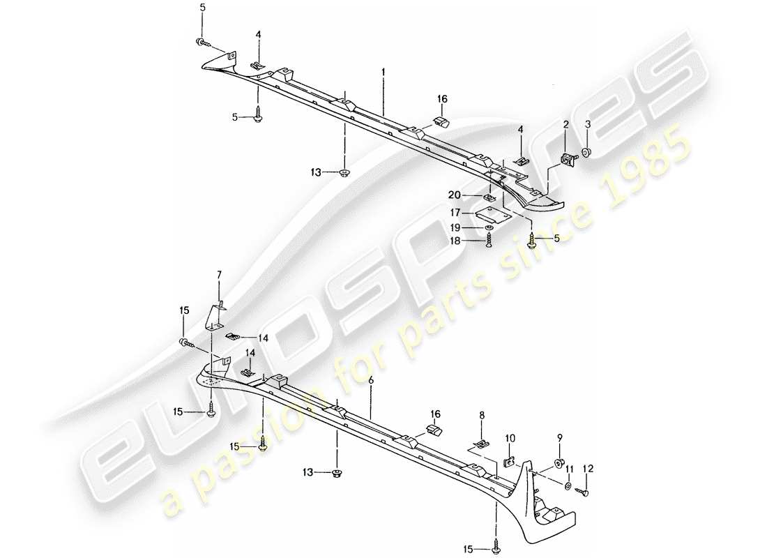 porsche 1997 (993) trim cover - sill parts diagram