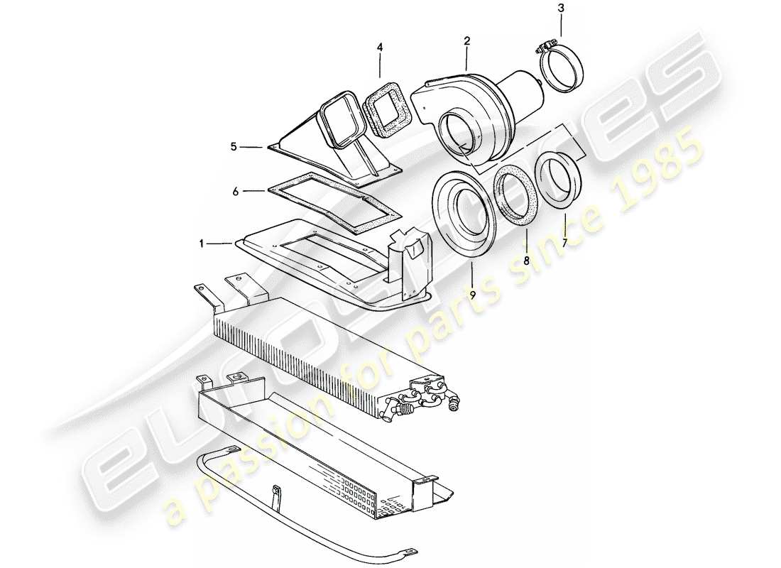 porsche 1986 (911) fan part diagram
