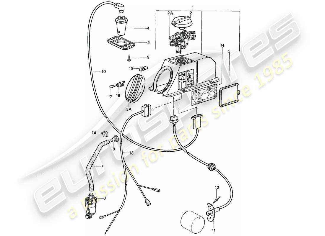 porsche 1985 (911) heating system 1 part diagram