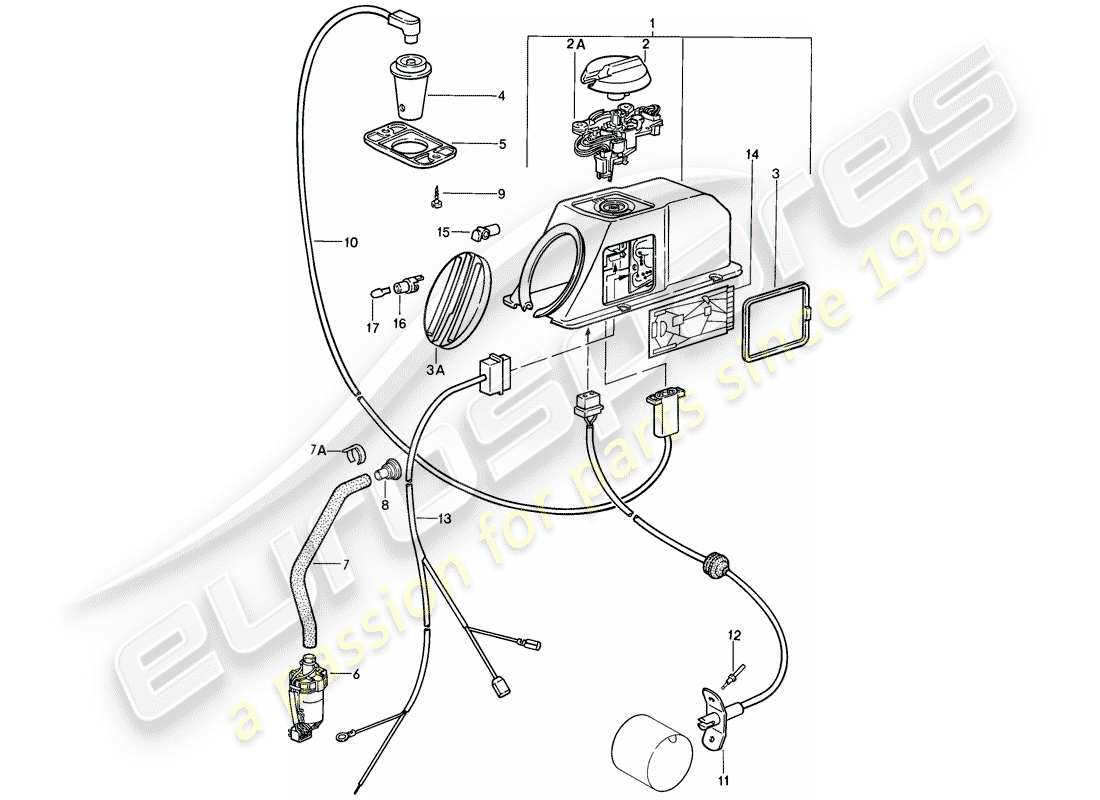porsche 911 (1985) heating system 1 part diagram