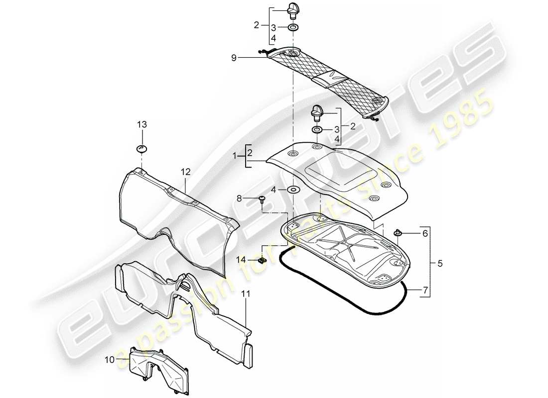 porsche 2008 (987 boxster) trims parts diagram