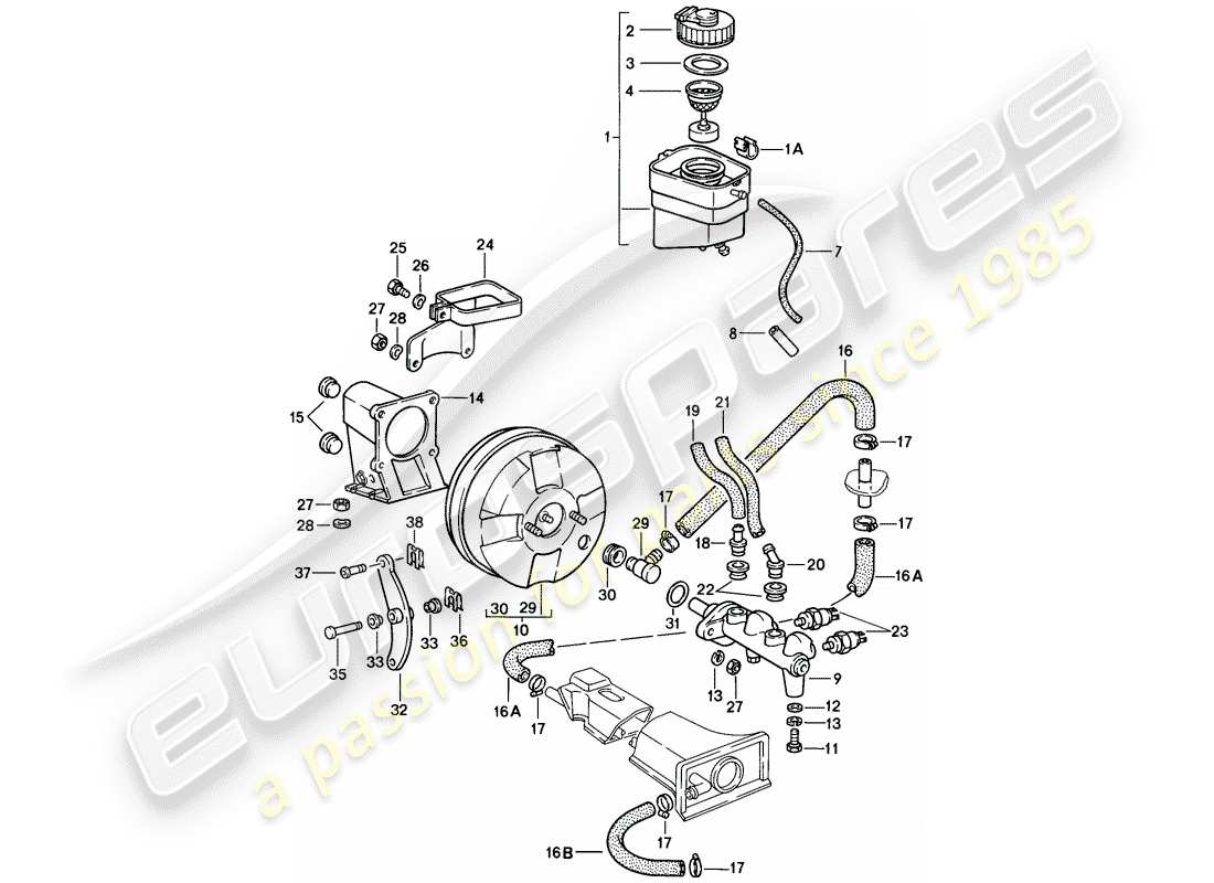 porsche 911 (1985) reservoir for - brake fluid - brake master cylinder part diagram