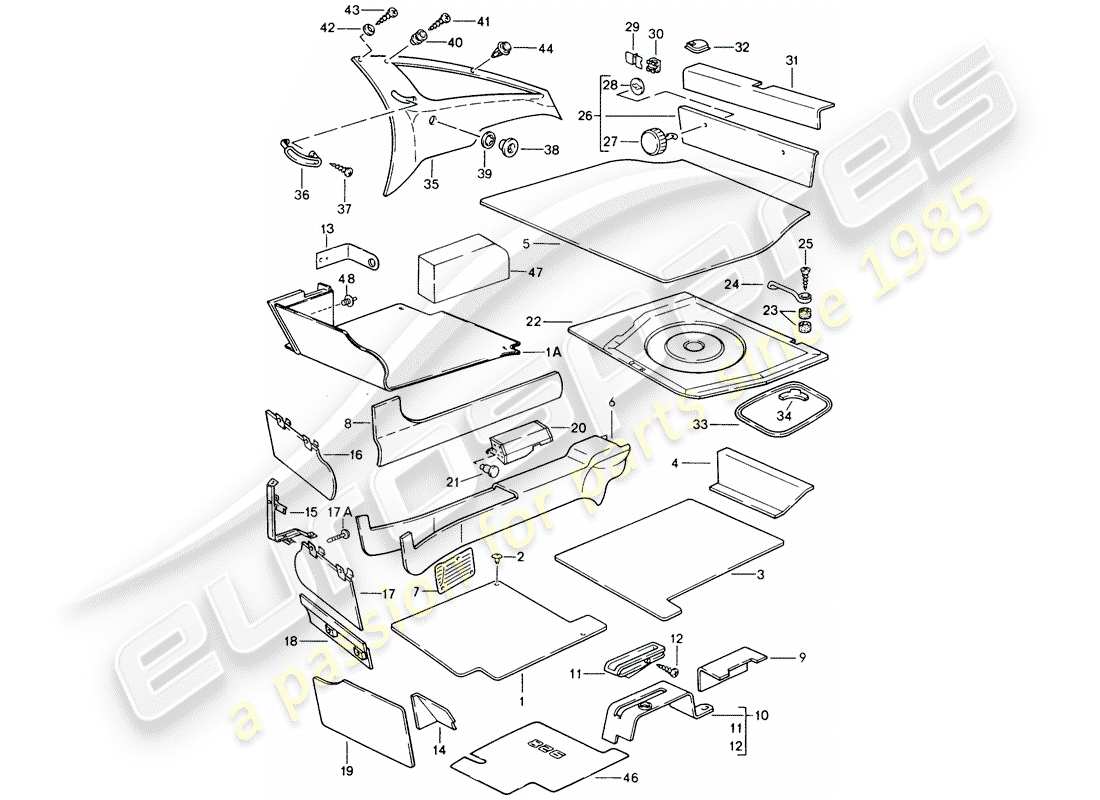 porsche 1987 (928) trims part diagram