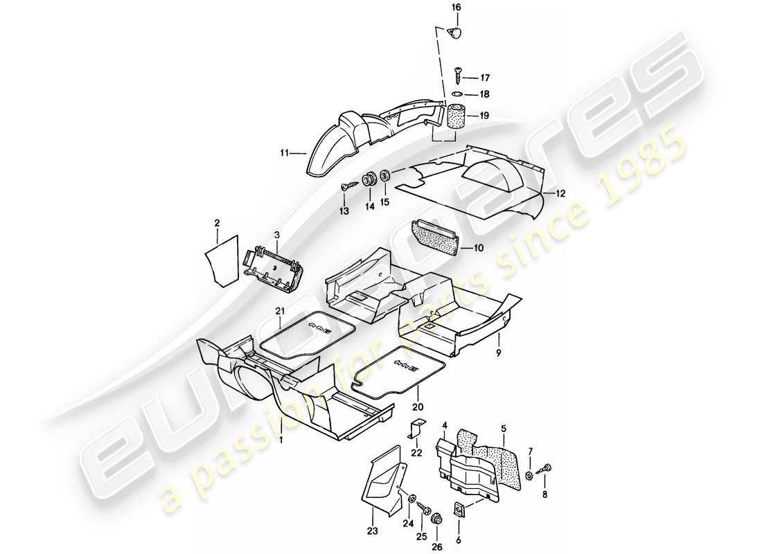 porsche 1983 (944) trims part diagram