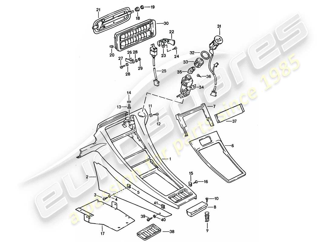 porsche 1995 (928) center console part diagram