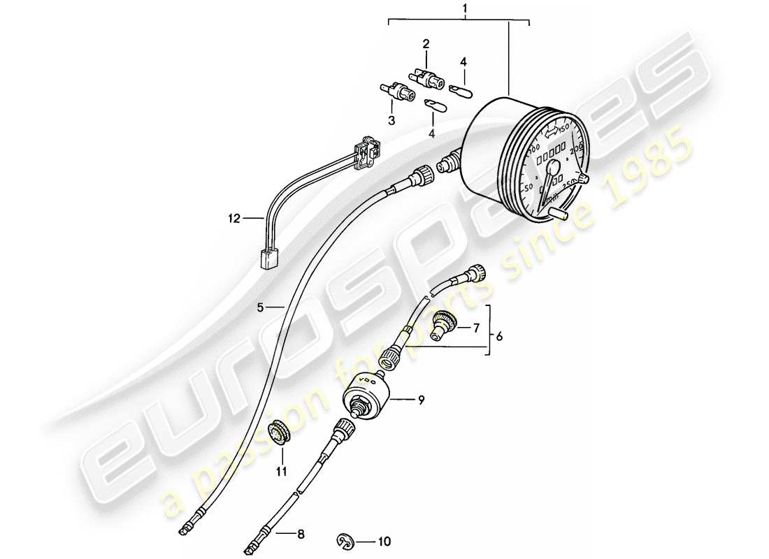porsche 1982 (944) speedometer parts diagram