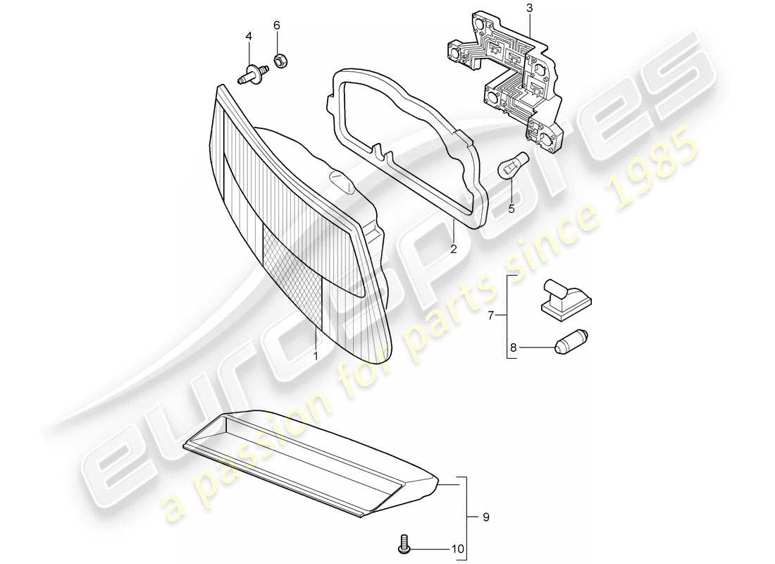 porsche 2006 (987 cayman) rear light part diagram