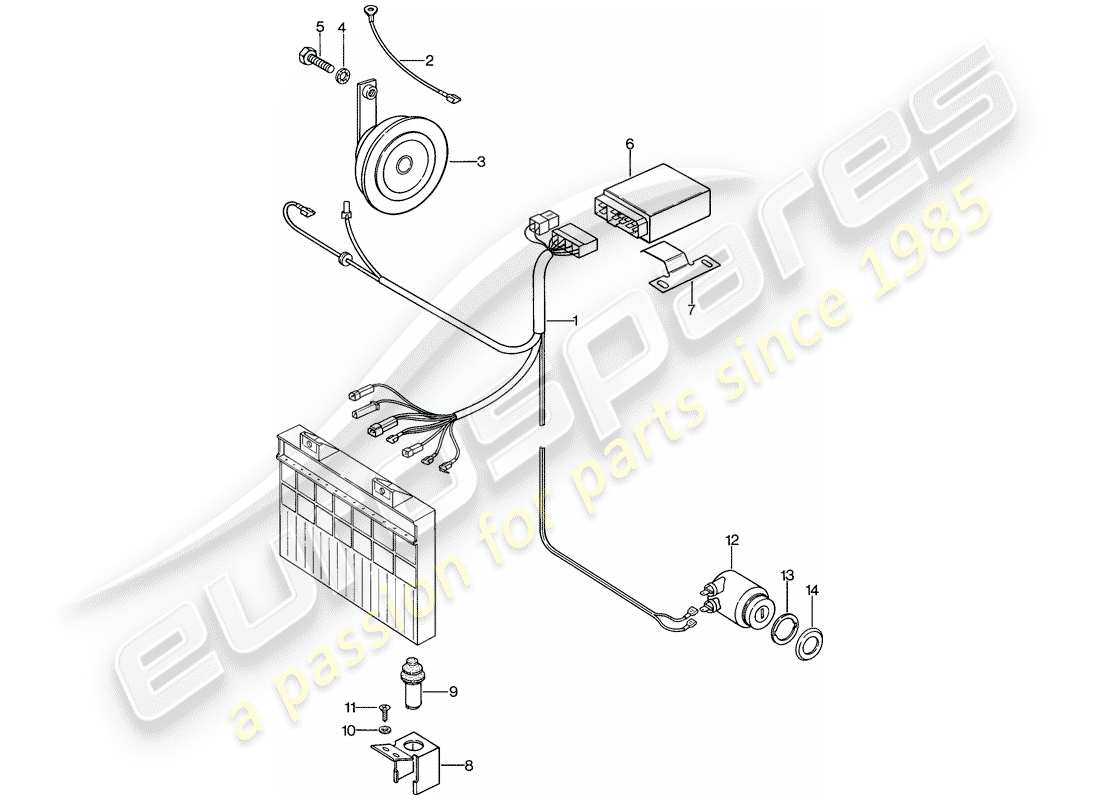 porsche 1984 (944) alarm system parts diagram