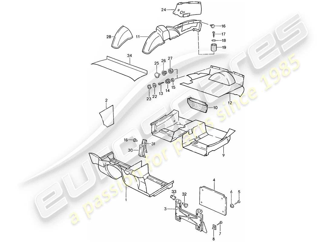 porsche 1991 (944) trims parts diagram