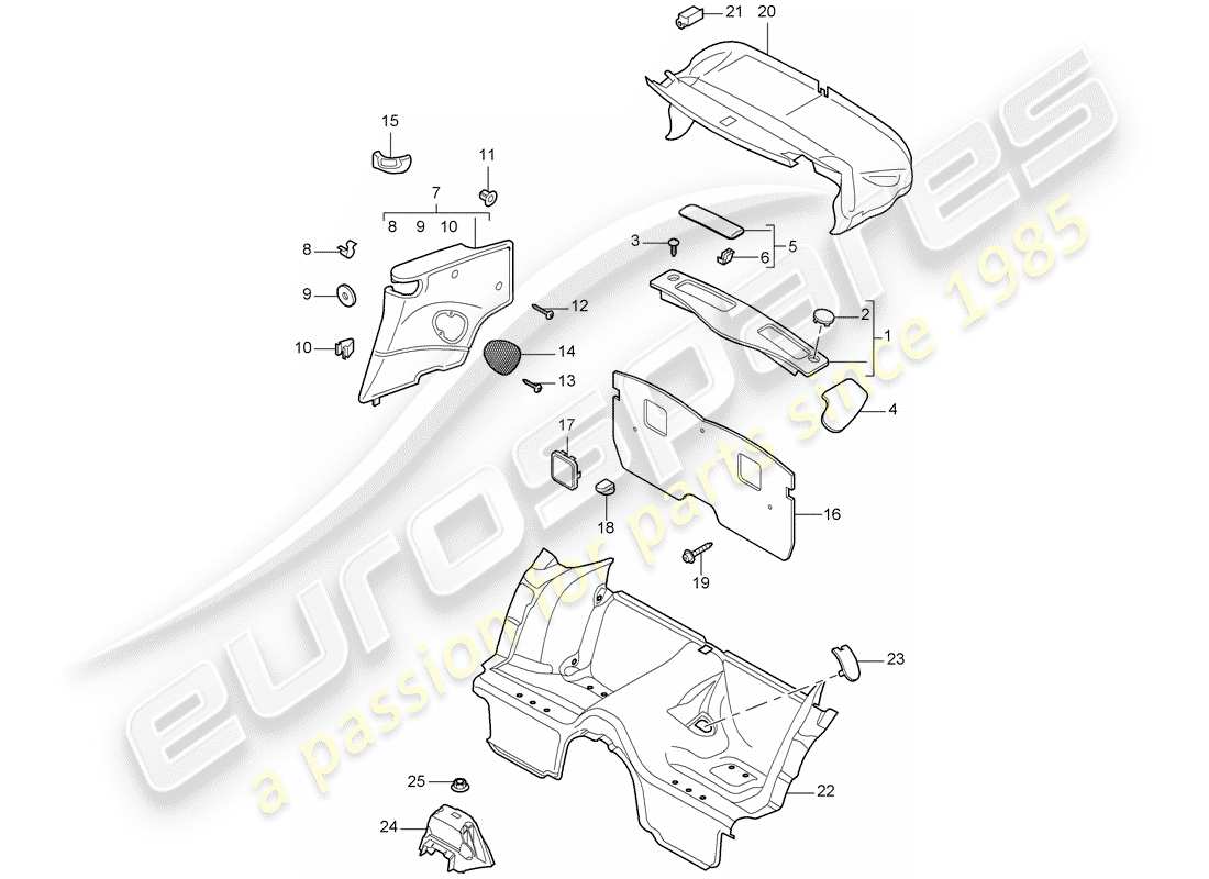 porsche 2009 997-2 turbo / gt2 trims part diagram