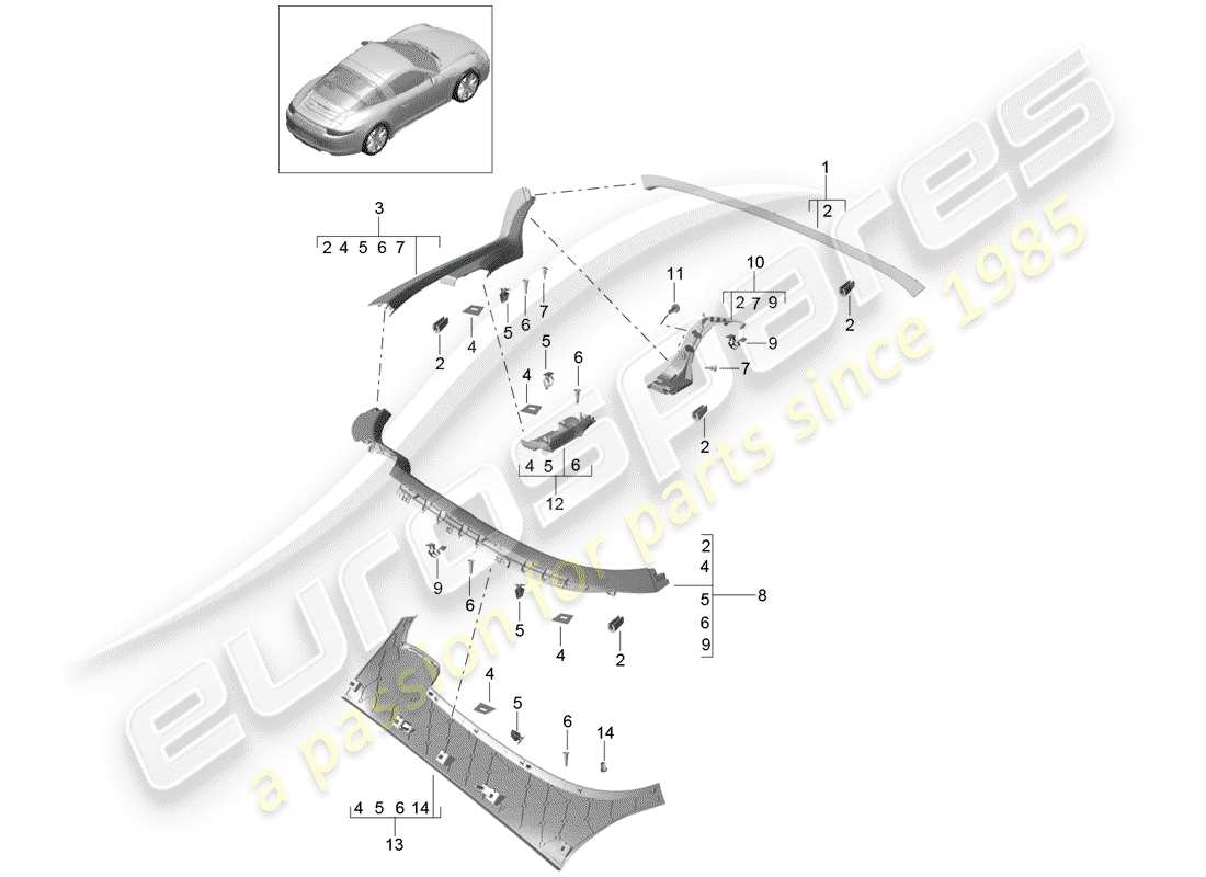 porsche 2014 (991-1) trims part diagram