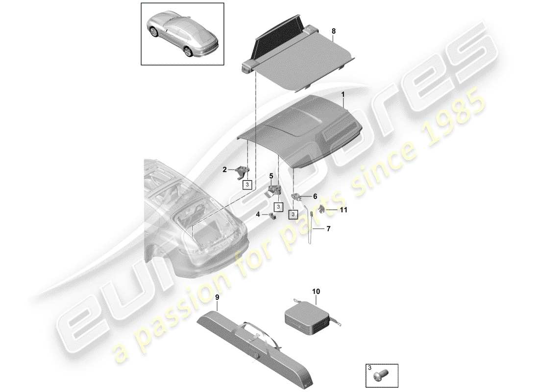 porsche panamera 971 (2017) cover parts diagram
