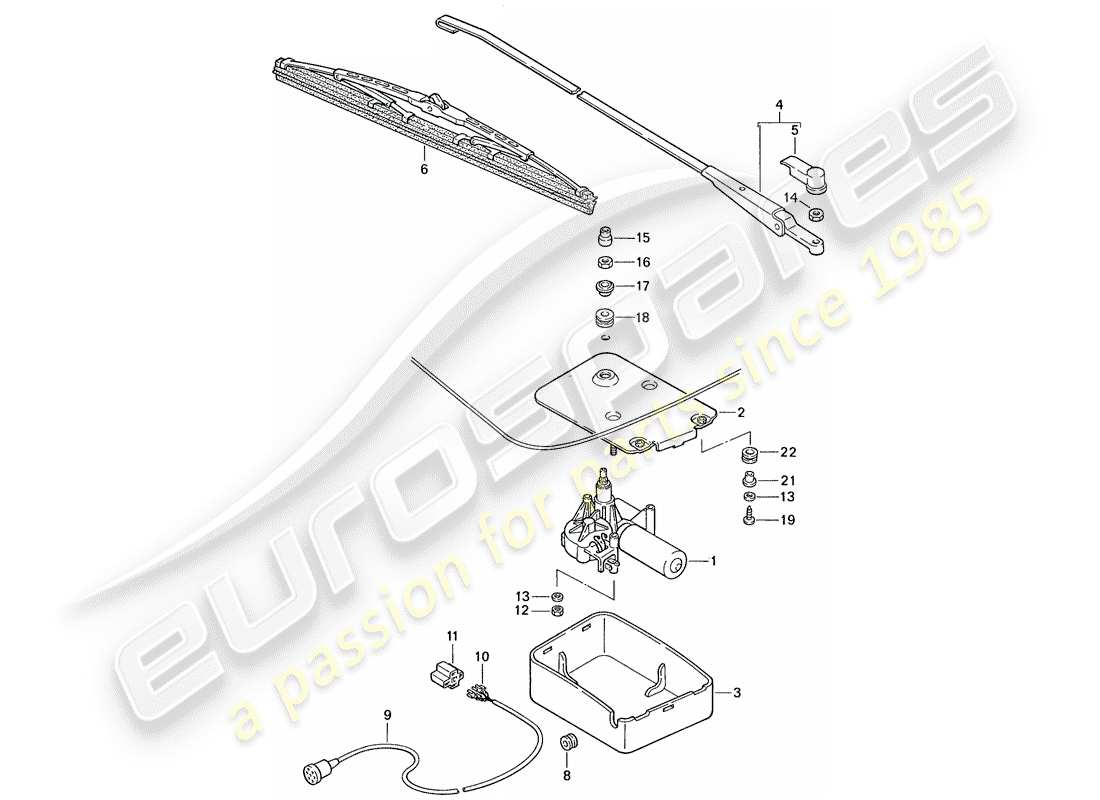 porsche 1991 (944) rear window wiper parts diagram