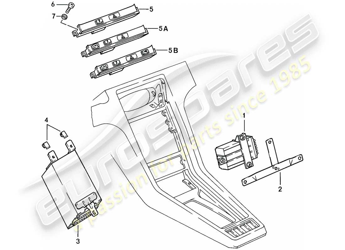 porsche 1985 (928) central indicator part diagram