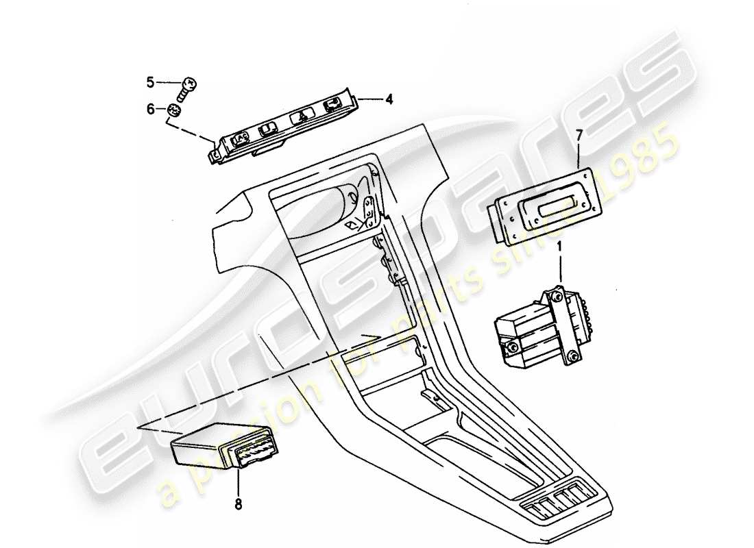 porsche 1995 (928) central indicator - alarm control unit part diagram