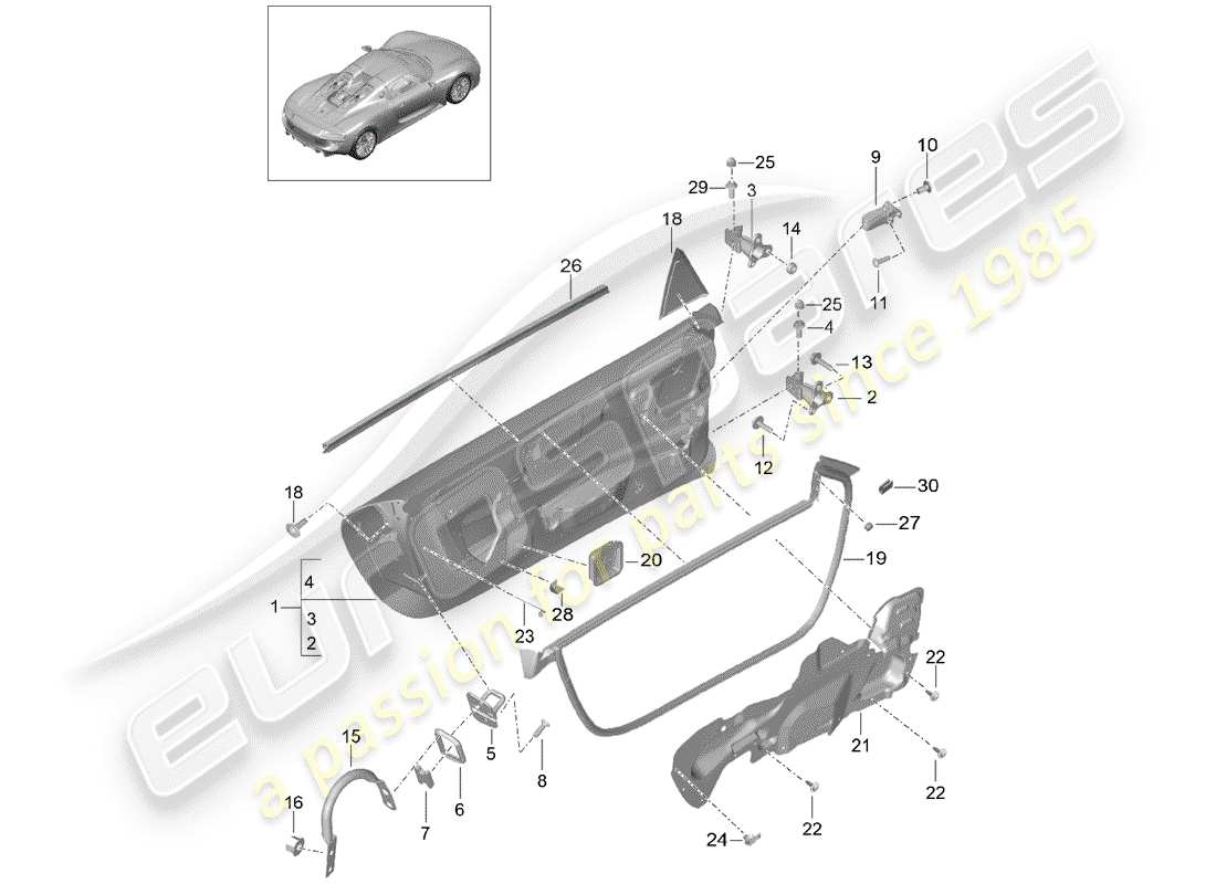 porsche 2015 (918 spyder) door part diagram