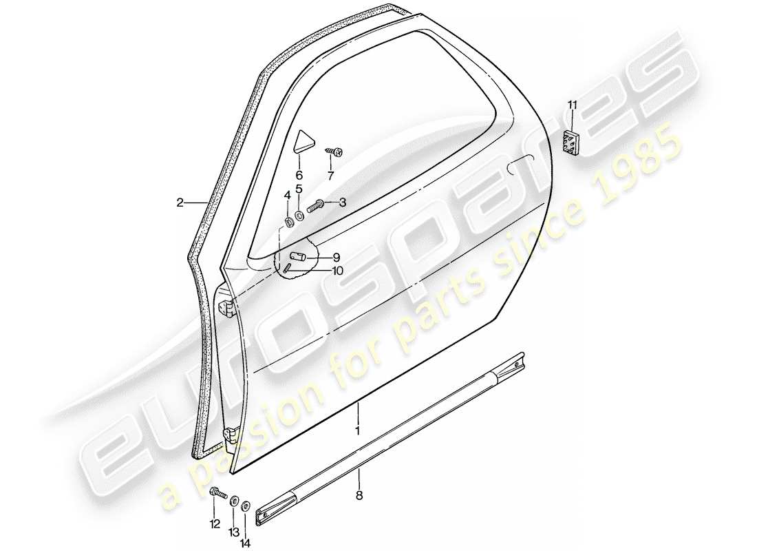 porsche 1984 (928) door shell part diagram