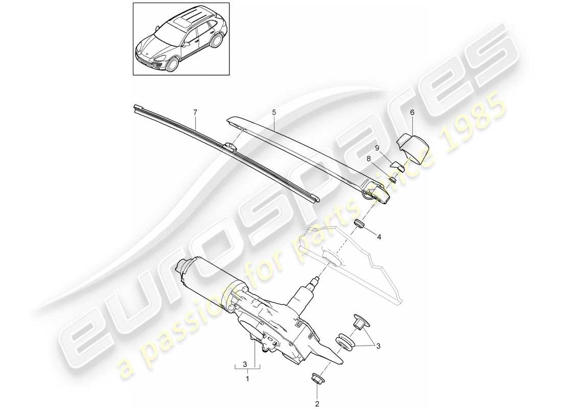 porsche 2017 (cayenne e2 92a) rear window wiper part diagram