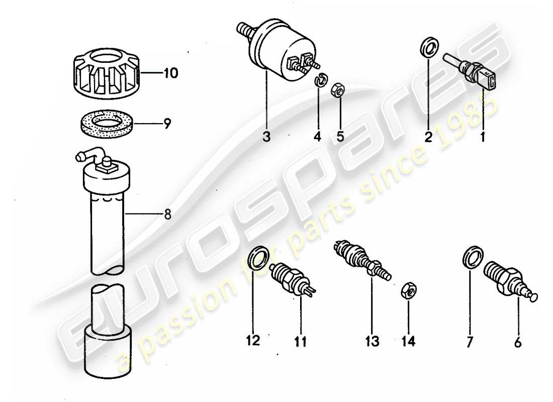 porsche 1992 (968) switch - and - sensor parts diagram