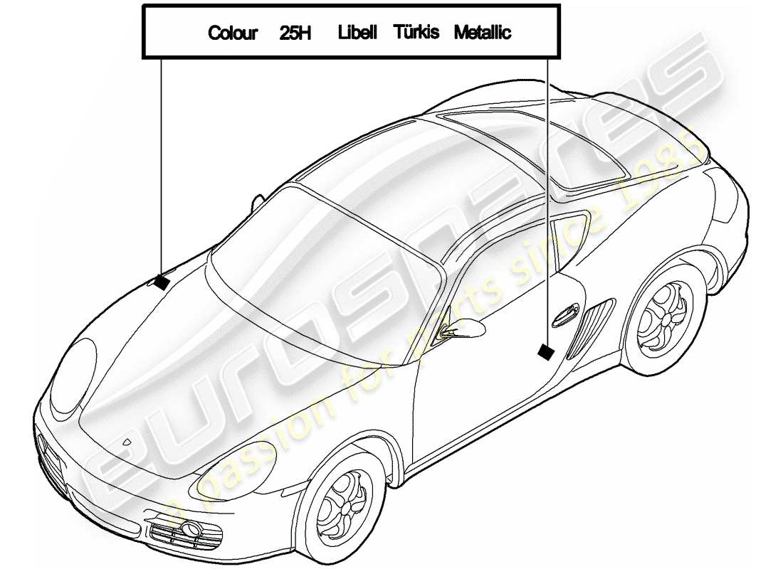 porsche 2009 (987 cayman) paint touch-up stick part diagram